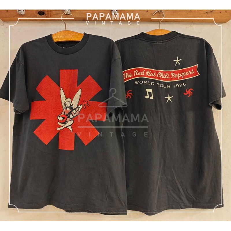 [ RED HOT CHILLI PEPPER ] world tour 1996 tag USA เสื้อทัวร์ วงร๊อค เสื้อวินเทจ papamama vintage shirt