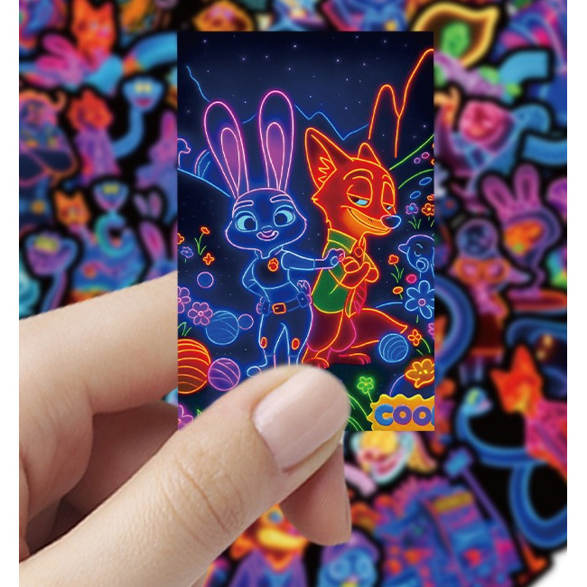พร้อมส่ง ทอย สตอรี่ Zootopia neon sticker สติกเกอร์กันน้ำรูปแบบที่แตกต่างกัน 50ชิ้น