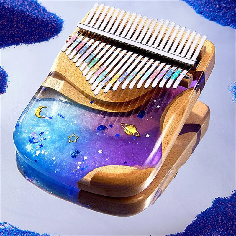 Kalimba 21 Key Professional Thumb เปียโนแม่พิมพ์อะคริลิคคริสตัล Sakura Space สไตล์คีย์บอร์ดดนตรีของข