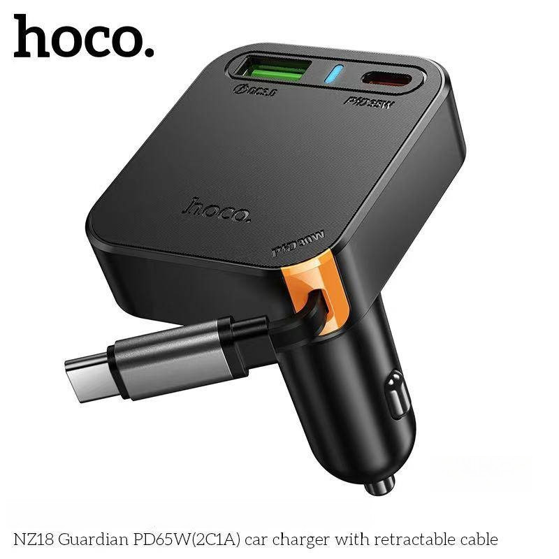 HOCO NZ18 หัวชาร์จในรถพร้อมสายชาร์จ Type-C แบบยืดหดได้ 65W  รองรับ PD 35W / QC 30W ชาร์จเร็ว hc4