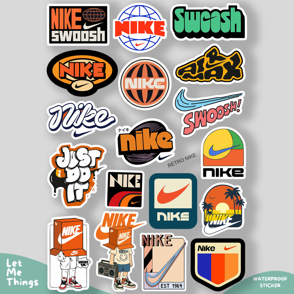 Aesthetic Sticker hypebeast RETRO BRAND NIKE สําหรับหมวกกันน็อคกรณี hp cupboard แล็ปท็อป tumblr