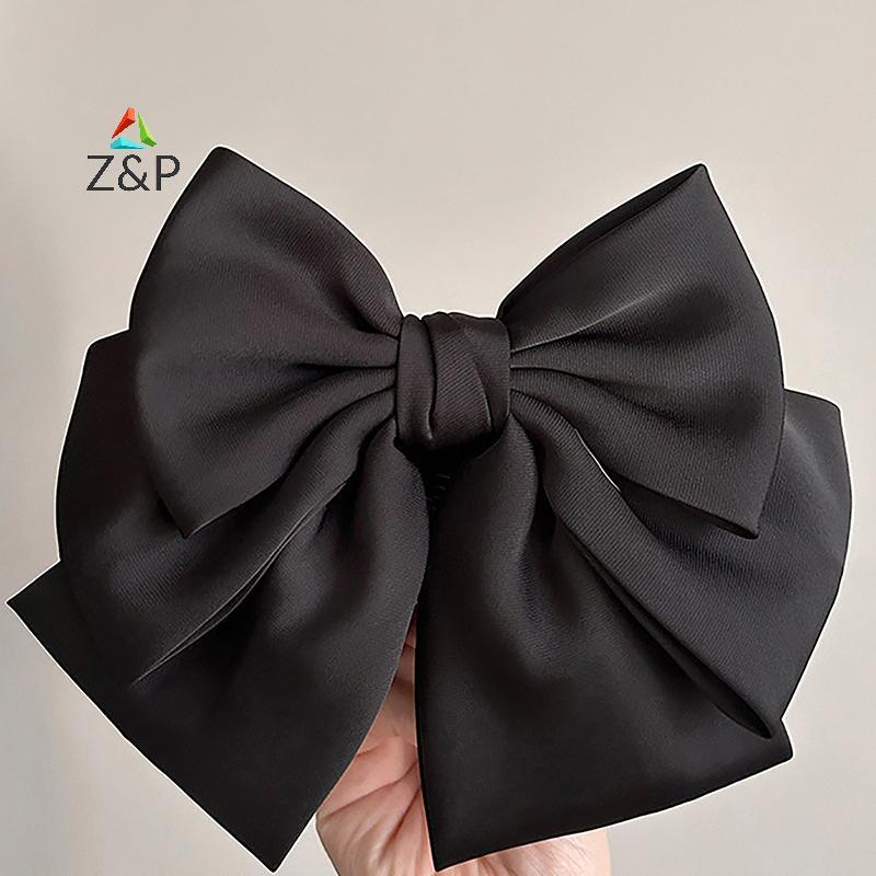 Z&P Elegant Bow Ribbon Fashion Simple Solid Satin Spring Clip Hair Pin Retro With Clips Girls Hair Accessories COD