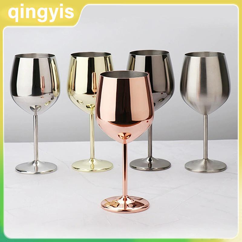 [qingyis] 500ML สแตนเลส Goblet ไวน์แดงค็อกเทลแก้วแตกโลหะสูงแก้วแชมเปญบาร์ KTV สไตล์ยุโรป Goblet แก้ว TH