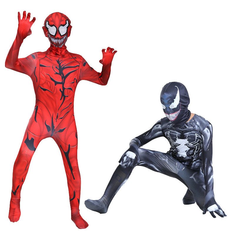 ชุด Halloween Gwen Venom สำหรับเด็กและผู้ใหญ่ พร้อมหมวกและชุดบอดี้สูท Spider-Man