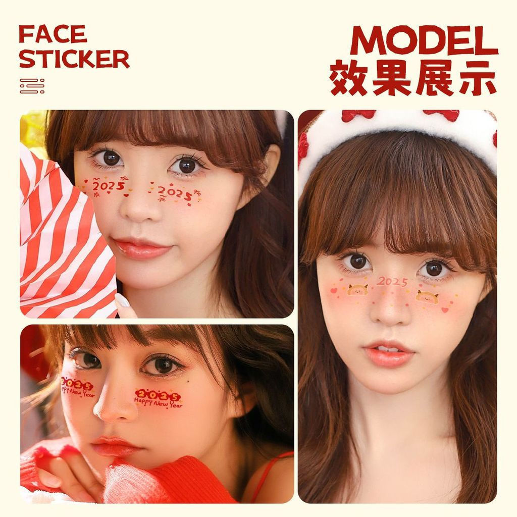 New Product#2026New Year Makeup Atmosphere Face Stickers Disposable Tattoo Stickers Blush Creative S