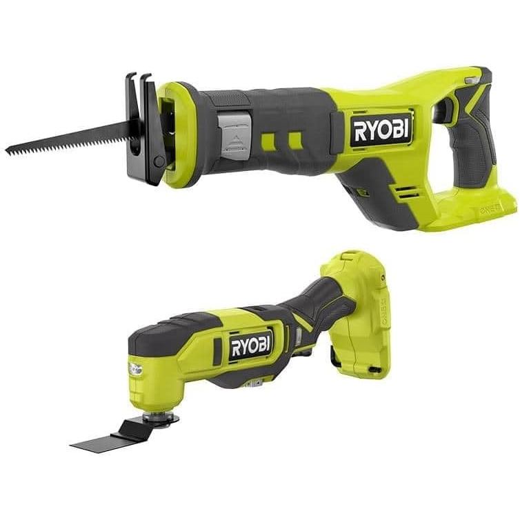 Ryobi One+ 18V Wireless 2-Tool Combo Kit พร้อมเครื่องมือหลายและเลื่อยลูกสูบ (เฉพาะเครื่องมือ)
