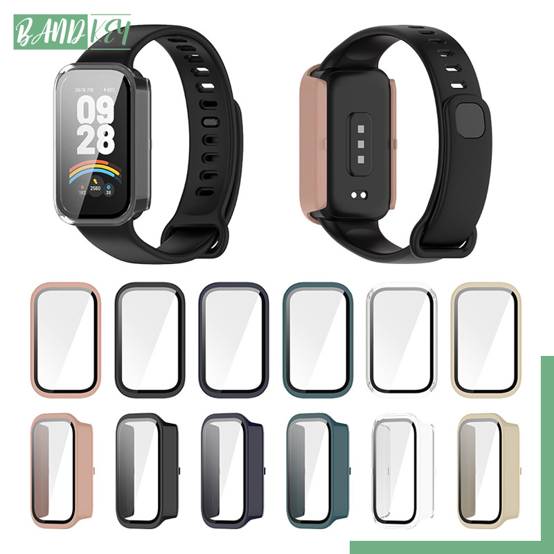 ฝากระจกนิรภัย for Xiaomi MiBand 9 Active กรณีป้องกัน PC ครอบคลุมเต็มรูปแบบพร้อมฟิล์ม for Smartwatch Redmi Band 3