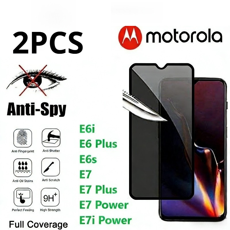 1-2 ชิ้นความเป็นส่วนตัวสีดําขอบกระจกนิรภัยสําหรับ Motorola Moto E7i E7 E6s E6i E6 E Power Plus 2020 