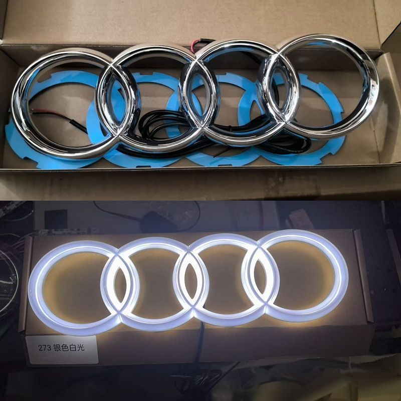 เหมาะสําหรับ FAW Audi สี่แหวน A3A5A4LA6LQ5 จีนสุทธิป้าย LED Luminous ป้ายด้านหน้าสีดําดัดแปลงป้ายรถ 