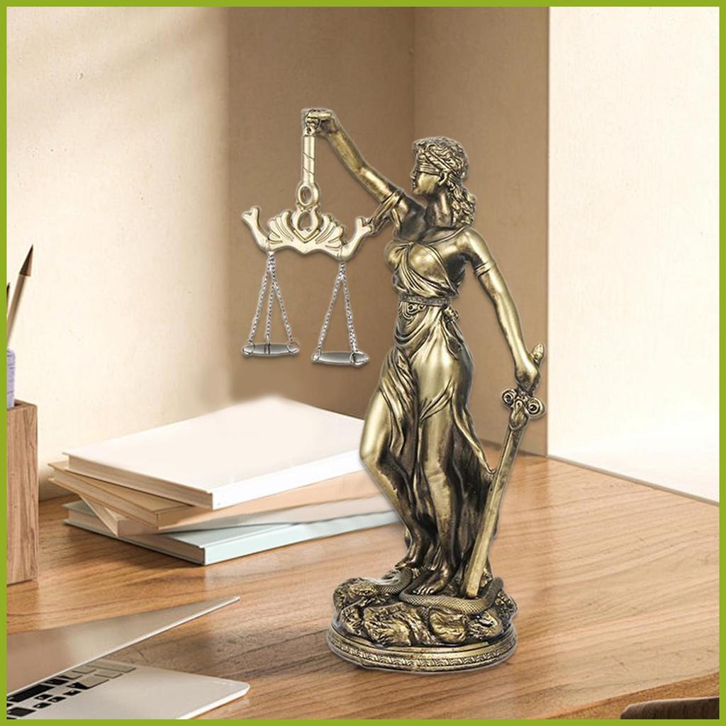 Lady Justice Figurine เรซิ่นเดสก์ท็อปประติมากรรมขนาดยุติธรรมประติมากรรมสําหรับนักสะสมโฮมออฟฟิศห้องนอ