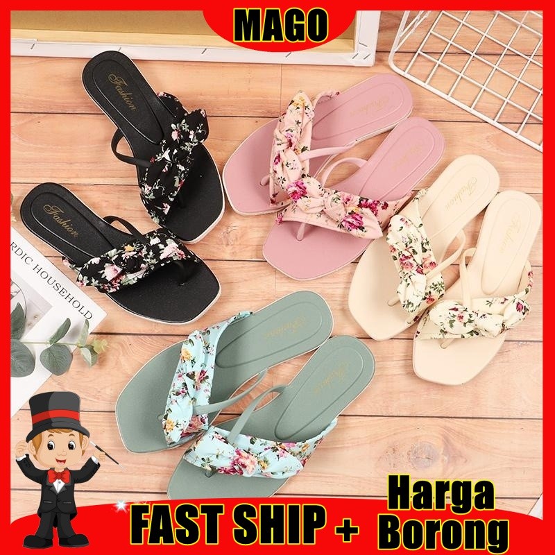 MC1 Mago Woman Flower รองเท้าแตะเจลลี่แบนรองเท้าแตะสบายรองเท้าแตะรองเท้าแตะผู้หญิง (8812R)