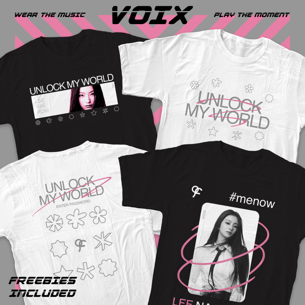 Kaos Kpop ais_9 "Unlock My World ; menow" Tee - Saerom, Hayoung, Jison, Jisun, Seoyeon, Chaeyoung, N