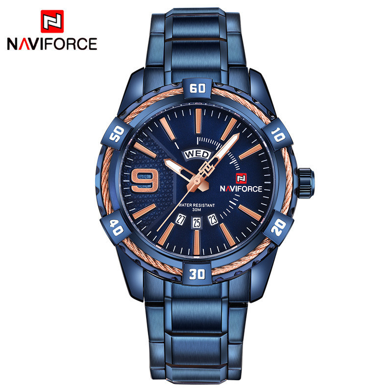 NAVIFORCE领翔9117男士手表尚个不锈钢带防水石英腕表男watch26041A7/26