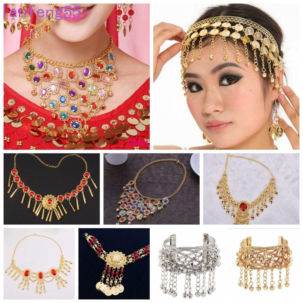 เครื่องประดับเลื่อมเพชร ที่คาดผมโบฮีเมียน และสร้อยข้อมือ belly dance เหมาะสำหรับ tribal outfit