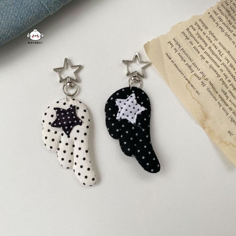 {maybest} Pentagram Angel Wings พวงกุญแจ Y2K Vintage Polka Dot จี้กระเป๋าน่ารักเครื่องประดับสาว Bapa School ของขวัญอุปกรณ์เสริม {TH} ราคา ถูกที่สุด ดีลบีเคเค แกลเลอรีภาพที่ 4