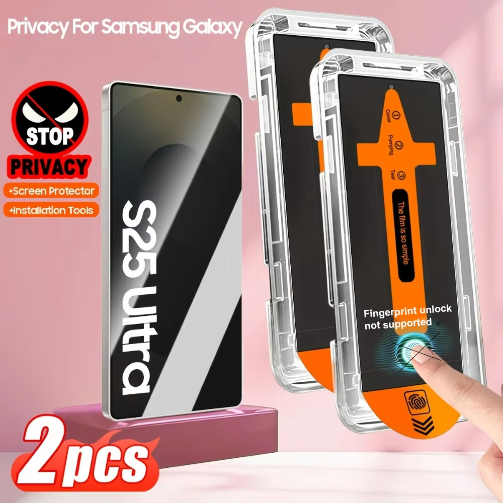 2PCS⚡️ติดง่าย⚡️ฟิล์มกระจก For Samsung S25 Ultra A56 A16 A06 A07 A17 A55 A05S A13 A12 A15 A54 A52 A32 ฟิล์มใสพร้อมบล็อก