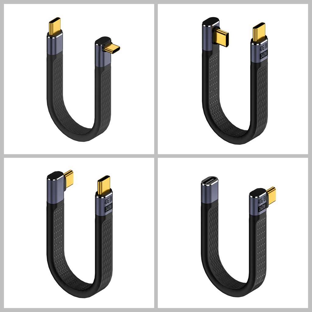 [สายสั้นยืดหยุ่น 13 ซม.] สายส่ง USB 4.0 Full-Function Type-C L/ข้อศอกรูปตัว U 240W+40G+8K เหมาะสําหร