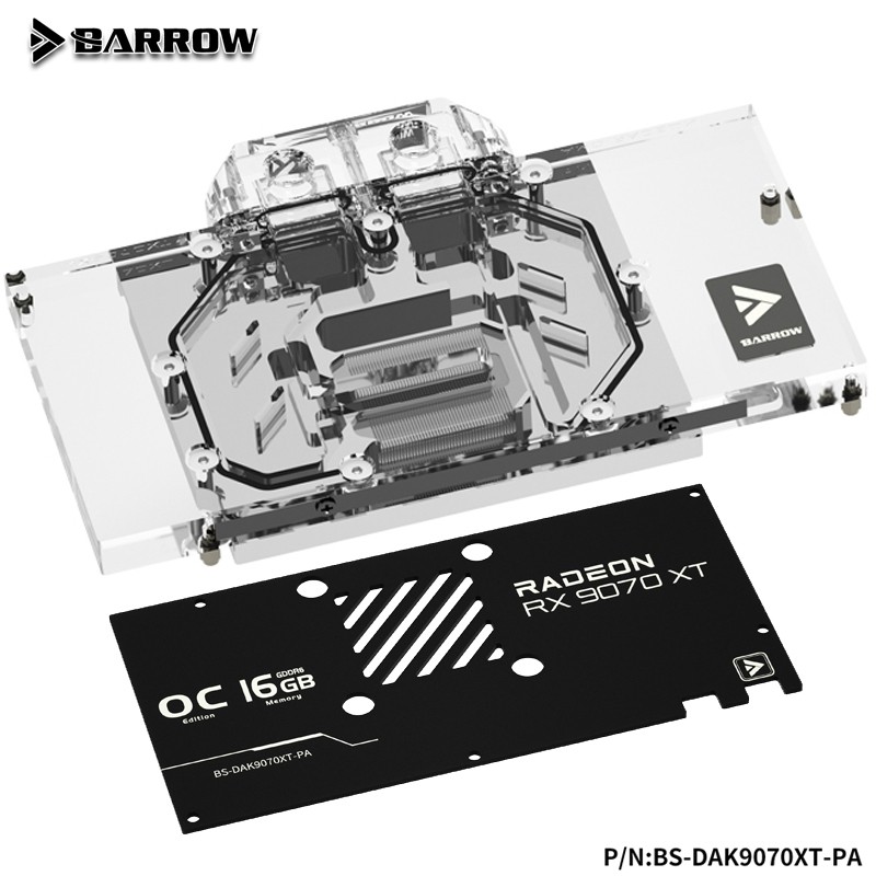 Barrow GPU Water Block สําหรับ PowerColor Hellhound Spectral White / Reaper RX 9070 XT 16GB การ์ด / 