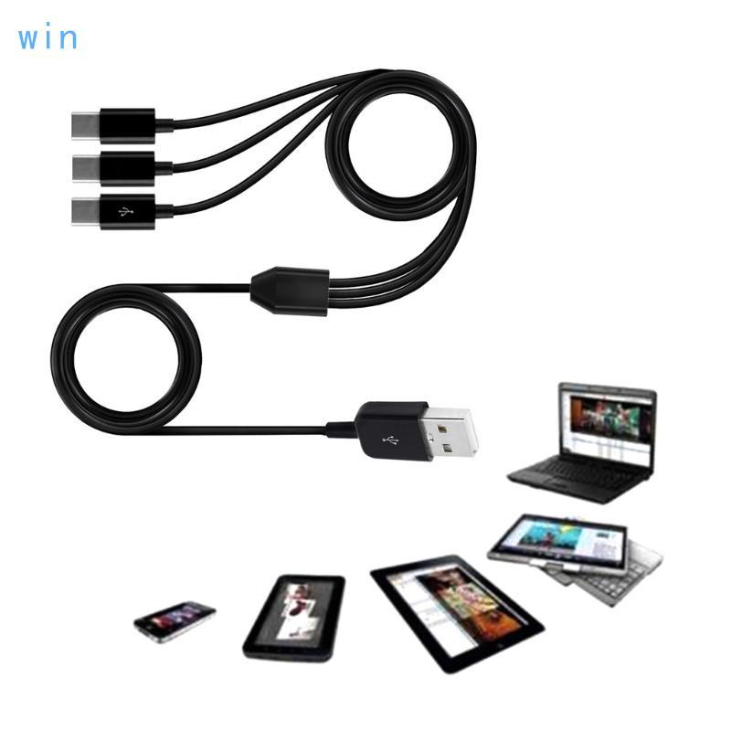 Win สายชาร์จแยก USB Type C 3 in 1 สายชาร์จอเนกประสงค์ USB A ถึง 3 Type C