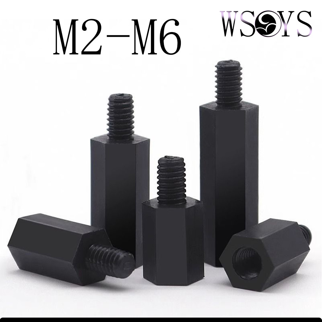 ไนลอน คอลัมน์หกเหลี่ยมปลายเดียว ใช้เป็นกันชนและยึดในอุปกรณ์กลไก M2-M6 [WSYS-MB]