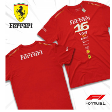 เสื้อเสื้อยืดแข่ง Ferrari Leclerc