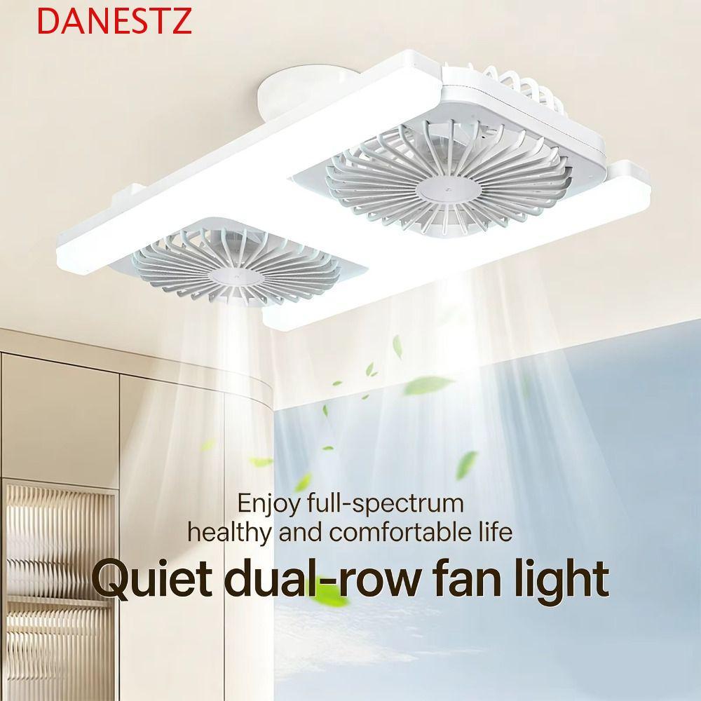 DANESTZ E27 พัดลมเพดาน, 60W Power High Airflow LED พัดลมเพดาน, พัดลมเงียบ Silent Operation E27 ฐานสกรู LED ประหยัดพลังงานรีโมทคอนโทรลพัดลม Patio ใช้
