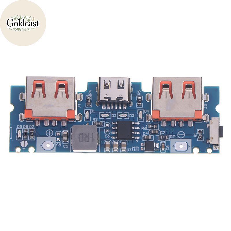 GOLD DIY เมนบอร์ด 5V 2.4A Micro Type-C Mobile Charger Board LED Dual USB 18650 Booster โมดูล TH