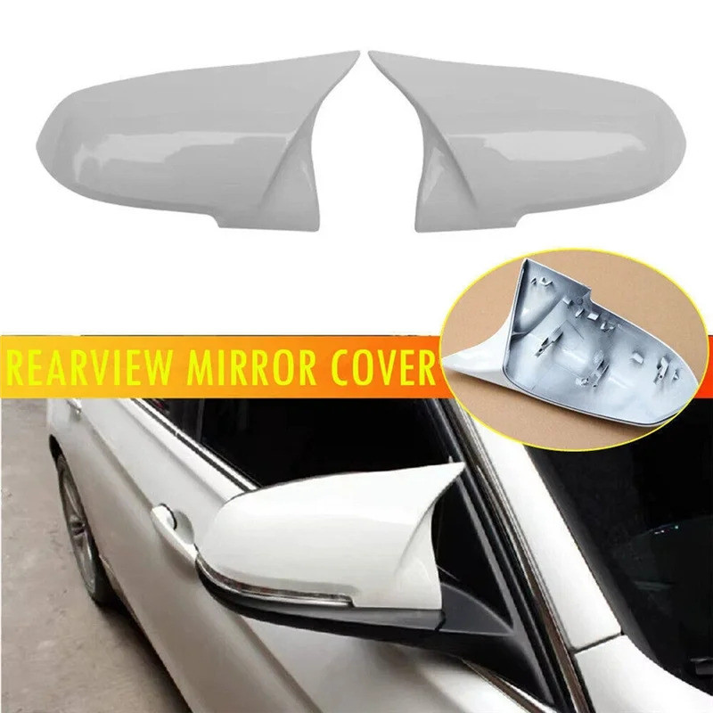 M3 สไตล์สีขาวด้านข้างฝาครอบกระจกด้านหลัง 2X ชุดสําหรับ BMW F20 F21 F30 F32 F36 X1 M3 รถอุปกรณ์เสริม