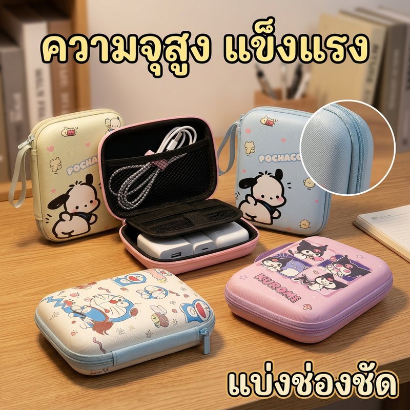 ถุงเก็บอุปกรณ์ดิจิทัล ตุ๊กตาหมี น่ารัก กันกระแทก กันน้ำ พกพาสะดวก วัสดุEVA ปลอดภัย ป้องกันหูฟัง