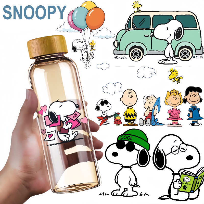 Snoopy New Map UV transfer สติกเกอร์คริสตัลโลโก้ถ้วยกล่องอาหารกลางวันเคสโทรศัพท์ตกแต่งกระเป๋าเดินทางฉีกขาดฟิล์มสติกเกอร์โปร่งใส