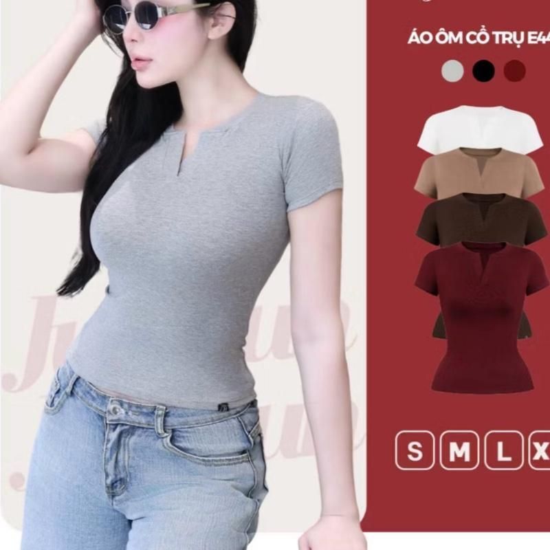 B02v เสื้อยืดผู้หญิงคอเต่าแขนสั้นขนาดกอดไม่เกิน 53KG