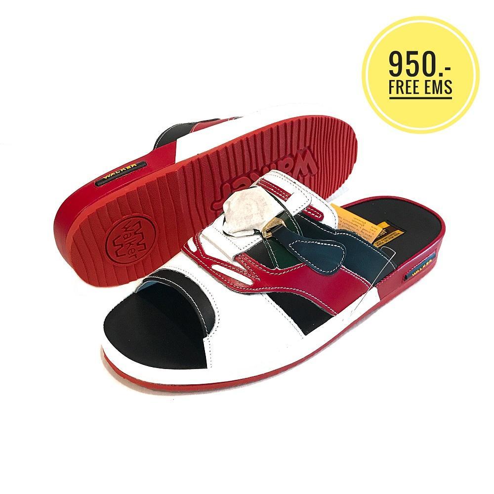 Men Leather Sandals Shoes Walker M4912 Red White