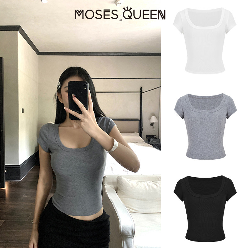 MOESSQUEEN  เสื้อสูทสั้นแขนสั้นสไตล์อเมริกัน แบบไหล่สี่เหลี่ยม คอเต็ม สำหรับผู้หญิง ฤดูร้อนปี แบบใหม่ เฟิทบาง ตัวเลือกใหม่ #63106