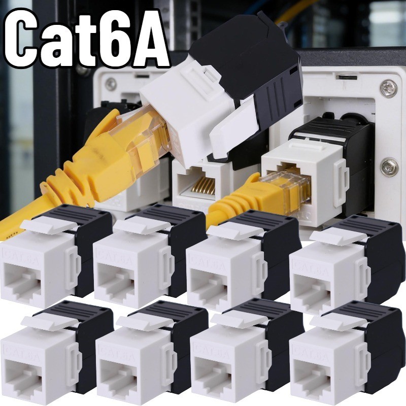 Cat6A Network Modular Outlet - Ethernet Jack Shielded Module - T568A/B Net-work Cable Extension - Pa