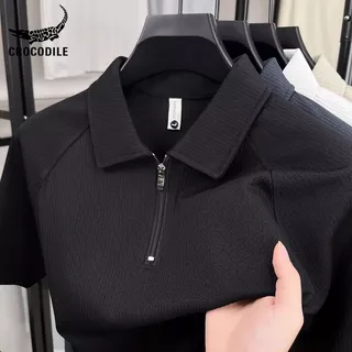 เสื้อโปโลผู้ชายพื้นผิวครึ่งซิป สำหรับฤดูร้อน