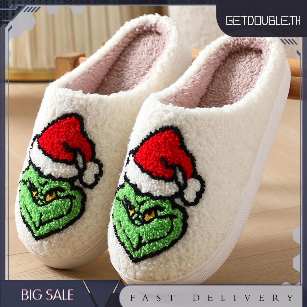 รองเท้าแตะตุ๊กตา Grinch เหมาะสำหรับฤดูใบไม้ร่วงและฤดูหนาว