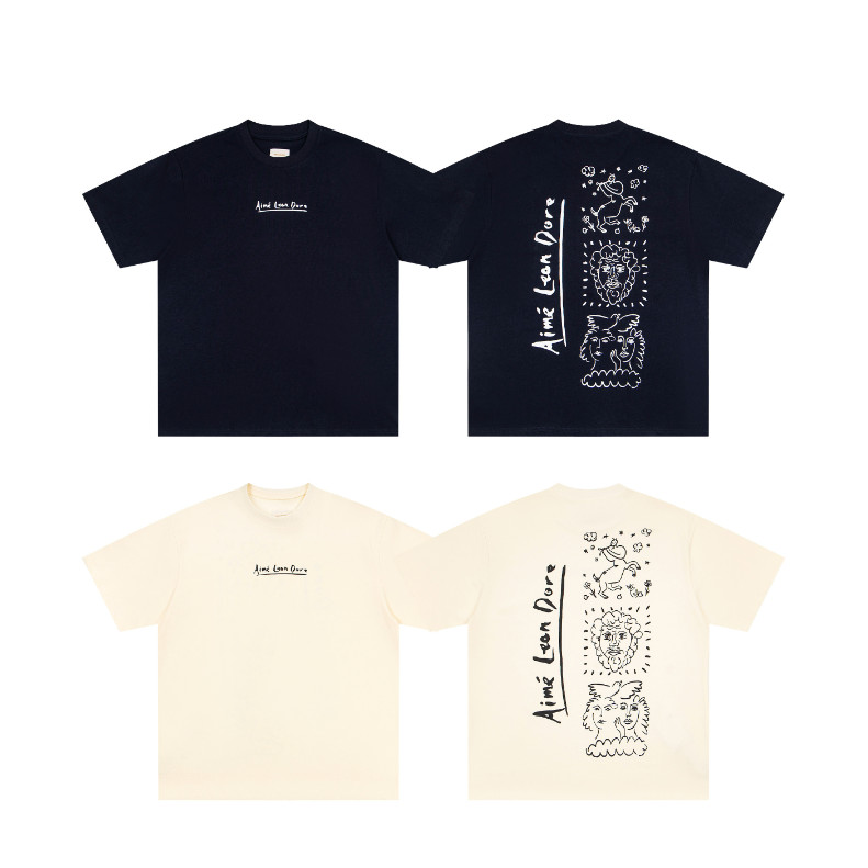 เสื้อยืดสไตล์ย้อนยุคพิมพ์ลายกราฟฟิก แขนสั้น ทรงหลวม สบายๆ สองสีแบบคลาสสิก สำหรับทั้งผู้ชายและผู้หญิง