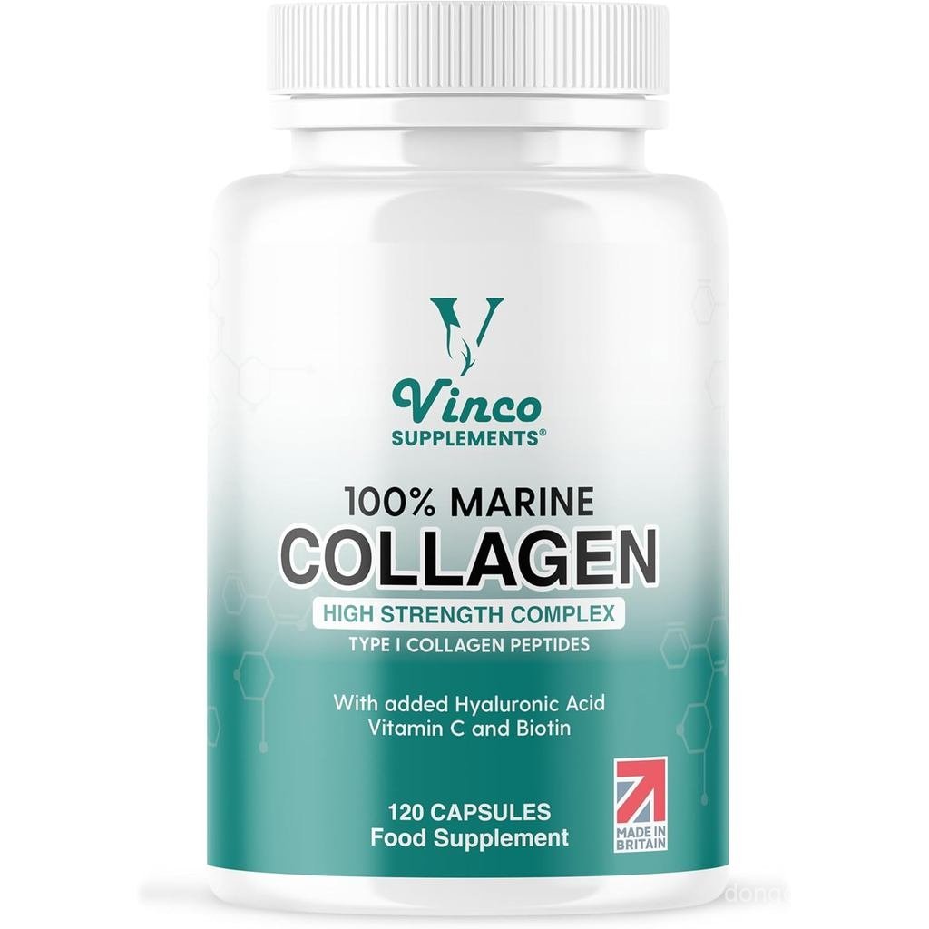 Vinco Pure Marine อาหารเสริมคอลลาเจนสําหรับผู้ชายและผู้หญิง - 100% Marine Type 1 Hydrolysed Collagen