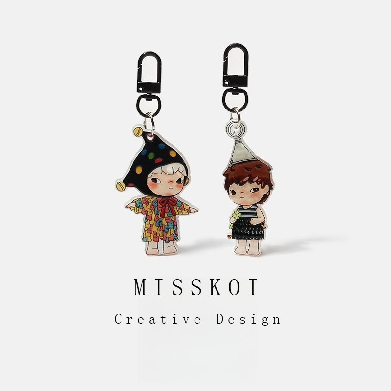 MISSKOI สไตล์ใหม่การ์ตูนสองด้าน Cross-Dressing Ono พวงกุญแจจี้สาวหวาน All-Match กระเป๋าเป้สะพายหลังกระเป๋าจี้