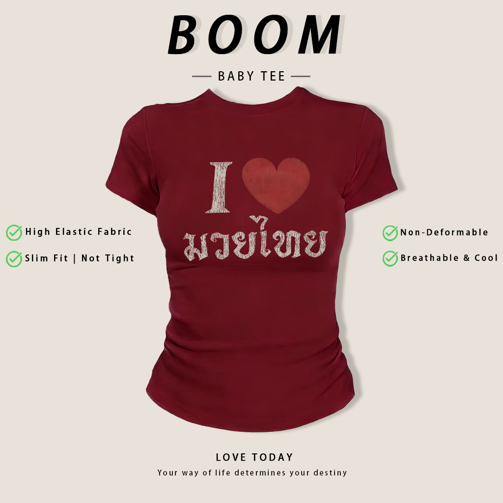 เสื้อยืดผู้หญิง Baby Tee ลาย I มวยไทย ทรงกระชับ รูปที่ 4