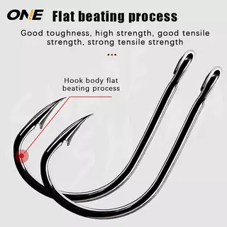 500 ชิ้น / กล่อง 3 #-12 # ตะขอตกปลาเหล็กกล้าคาร์บอน สีดำ สเตนเลส หัวทนทาน ขายปลีกคละขนาด หนาม อุปกรณ์ตกปลา