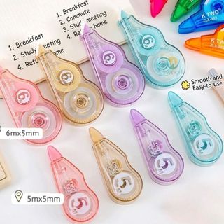 เทปลบคำผิด ลิควิดแห้ง ขนาด 5x5 mm. ยาว 5 เมตร เขียนทับได้ทันที สีพาสเทล เลือกสีได้ พกพาสะดวก