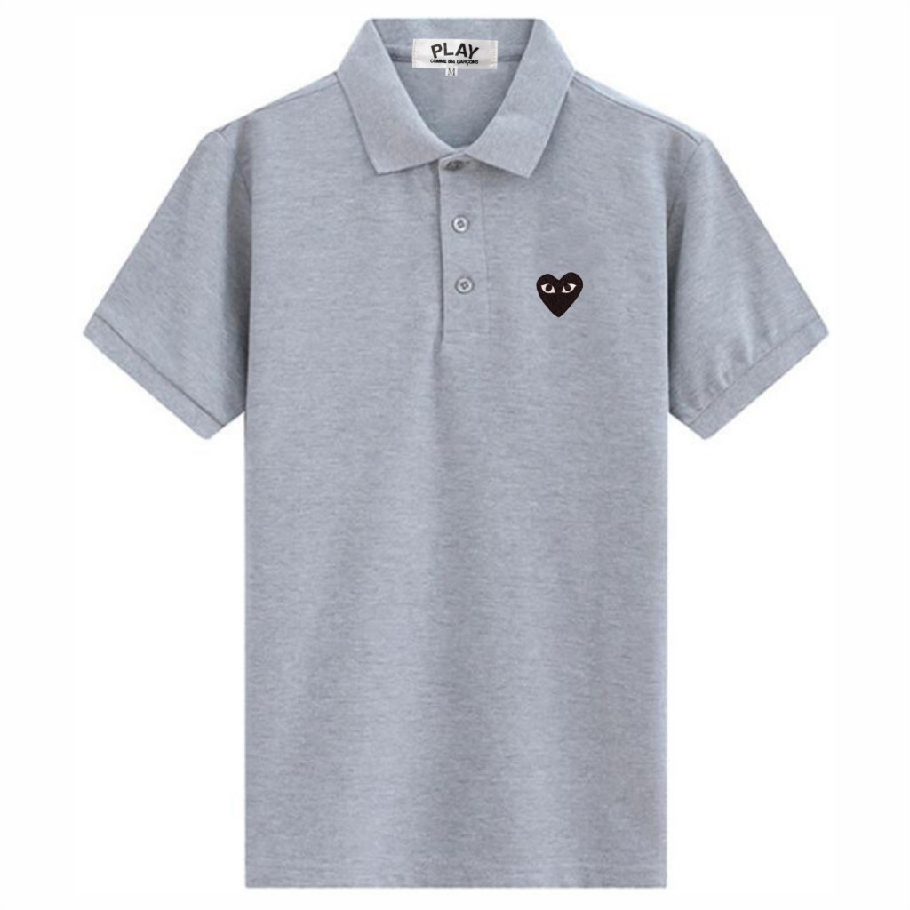 เล่นเสื้อโปโลผู้ชายหัวใจเย็บปักถักร้อยผ้าฝ้ายระบายอากาศผ้า รูปที่ 3