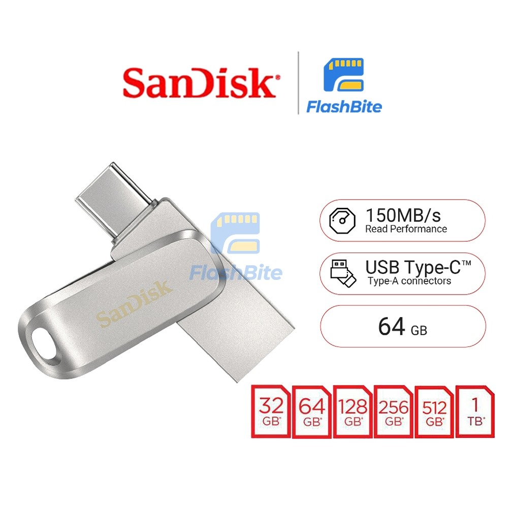 SanDisk Ultra Dual Drive Luxe USB Type-C 32GB 64GB 128GB 256GB (SDDDC4) แฟลชไดรฟ์ Flashdrive iPadPro