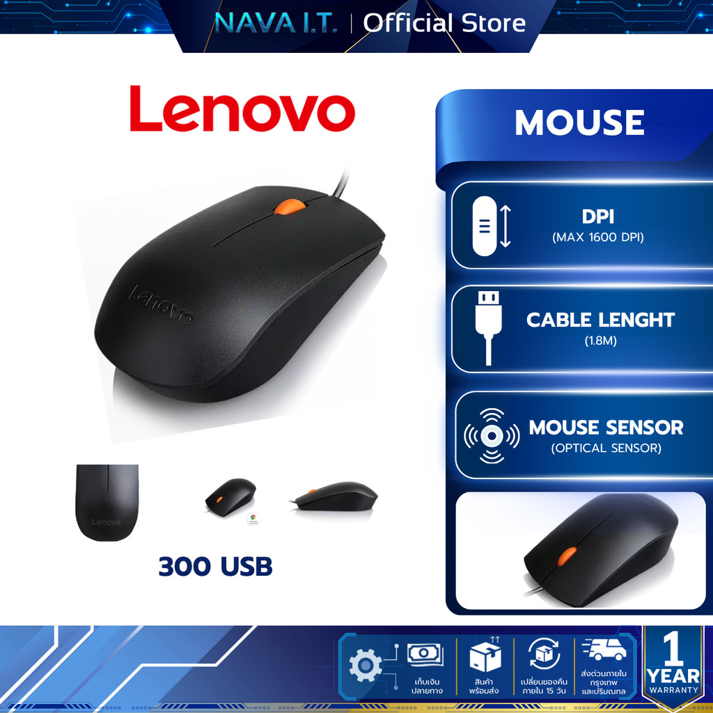 Mouse เม้าส์ Lenovo 300 USB GX30M39704