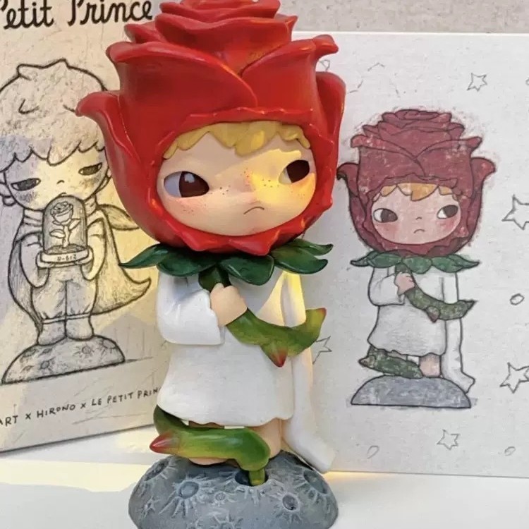 Hand-Made Le Petit Prince B612 Planet Glass Cover Rose รุ่น Q ตุ๊กตาคอลเลกชันเครื่องประดับเดสก์ท็อปตกแต่งของขวัญวันเกิดของขวัญวันวาเลนไทน์