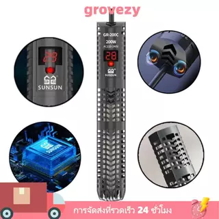 GROVEZY แท่งทําความร้อนตู้ปลา, GR -Proof Glass LCD Digital Display Digital Display ก้านทําความร้อน, อุณหภูมิภายนอกควบคุมประหยัดพลังงาน Aquarium เครื่องทําความร้อนถังปลา