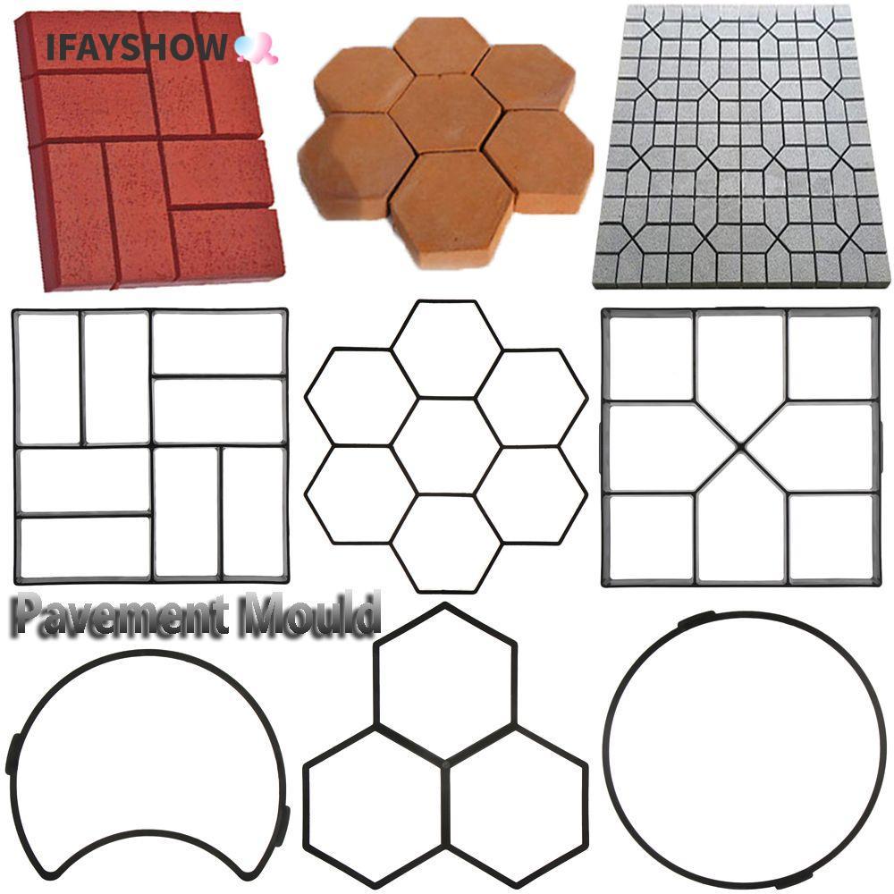 IFAYSHOW Beton เครื่องทําอิฐด้วยตนเองชั้น Pavement ตกแต่งสนามหญ้าหลากหลายรูปร่างซีเมนต์ Mould