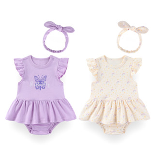 ชุดรอมเปอร์แขนกุดสำหรับเด็กหญิง พร้อมกระโปรงและโบว์คลิป หลาก…