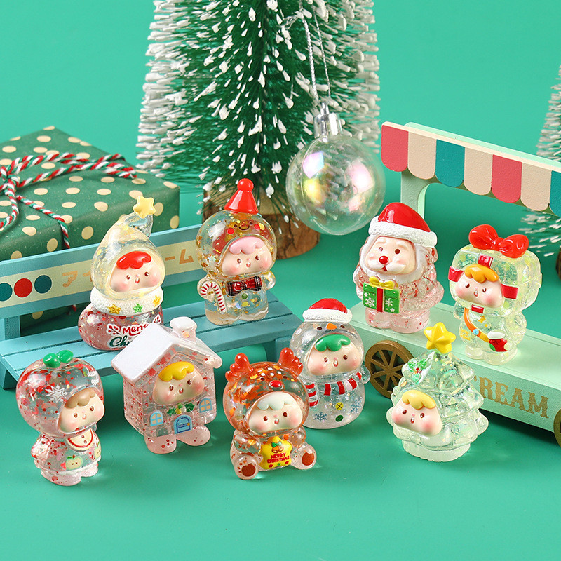 9PCS Shinny Christmas Baby Gift Box เรซิ่น Charms สําหรับ DIY(C-1)